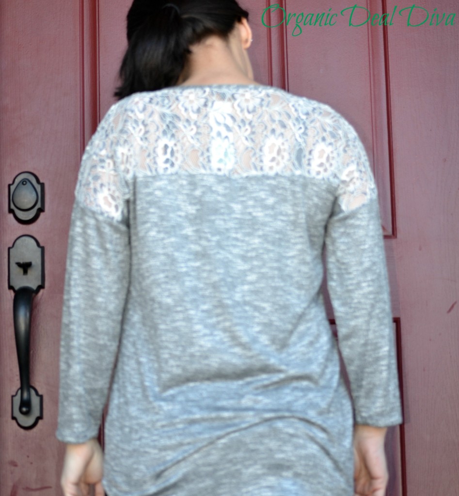 Back of Kersten Lace Shoulder Raglan