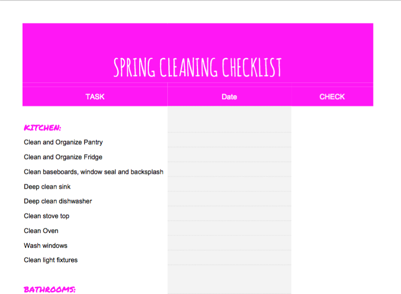 Checklist SPRING CLEAN