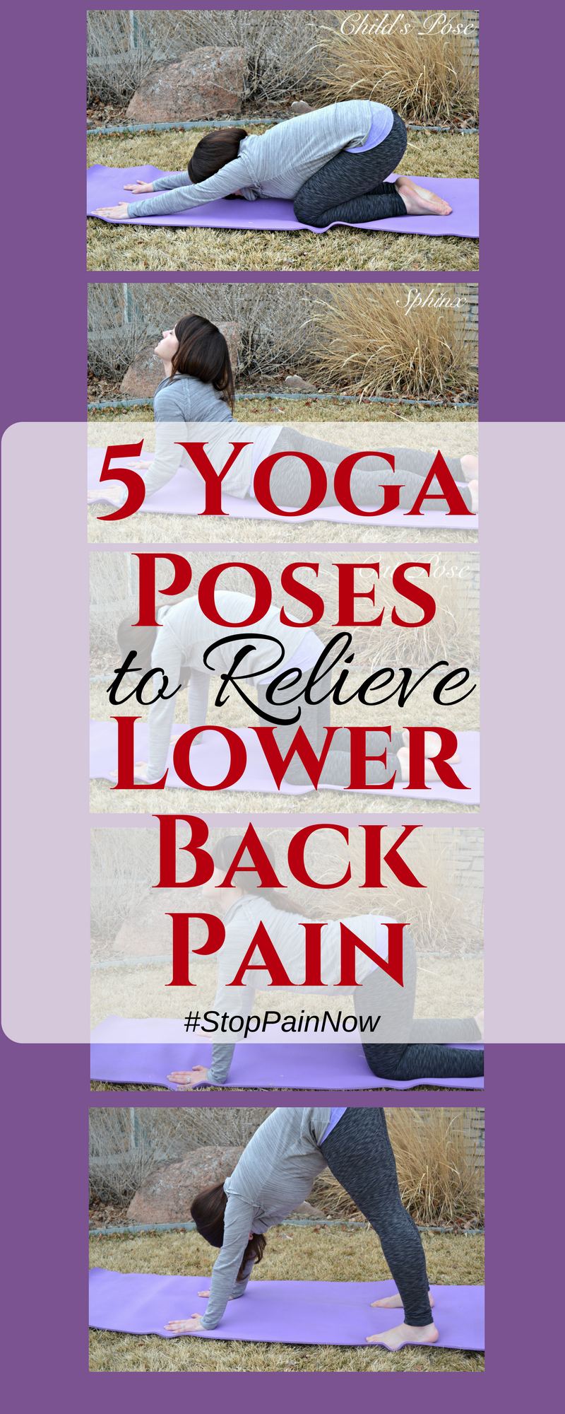 5 Yoga Poses to Help With Back Pain - If you've suffered from back pain this post is for your! Learn the yoga flow that will help you feel pain free again!