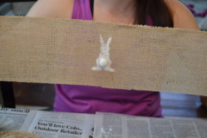 Bunny Stencil on Burlap