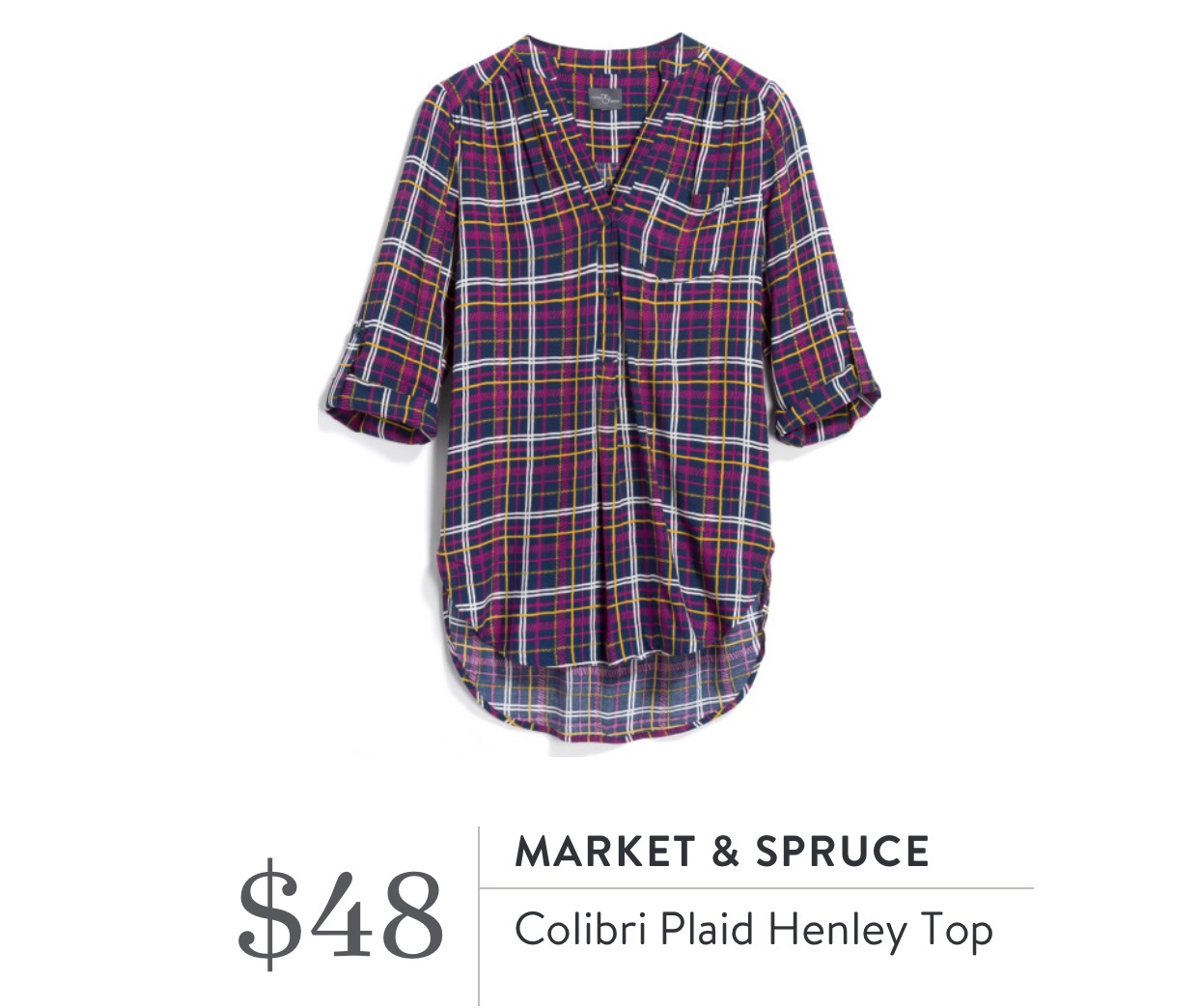 Colibri Plaid Henley Top