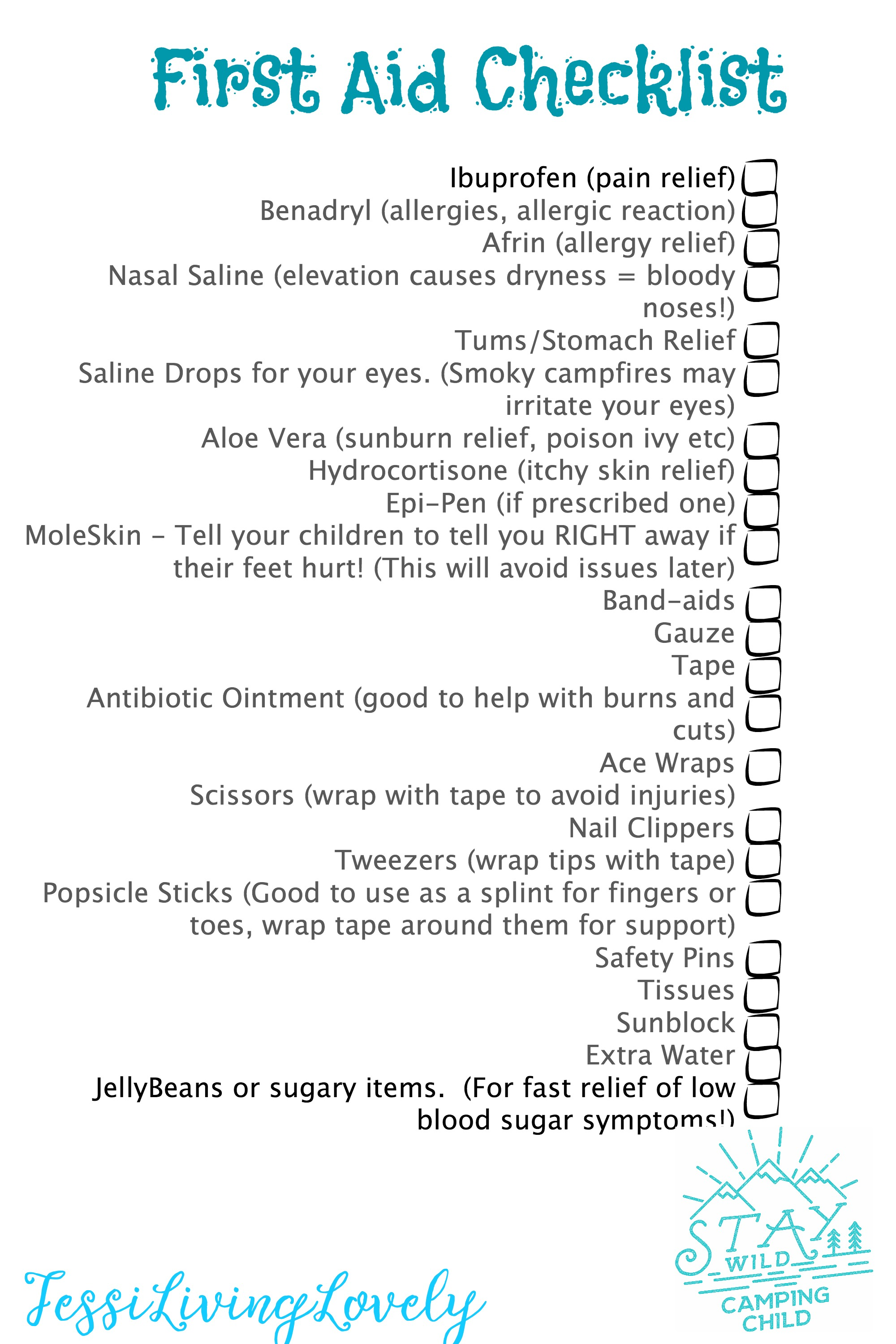 Printable First Aid Kit Checklist First Aid Chart Pdf Images