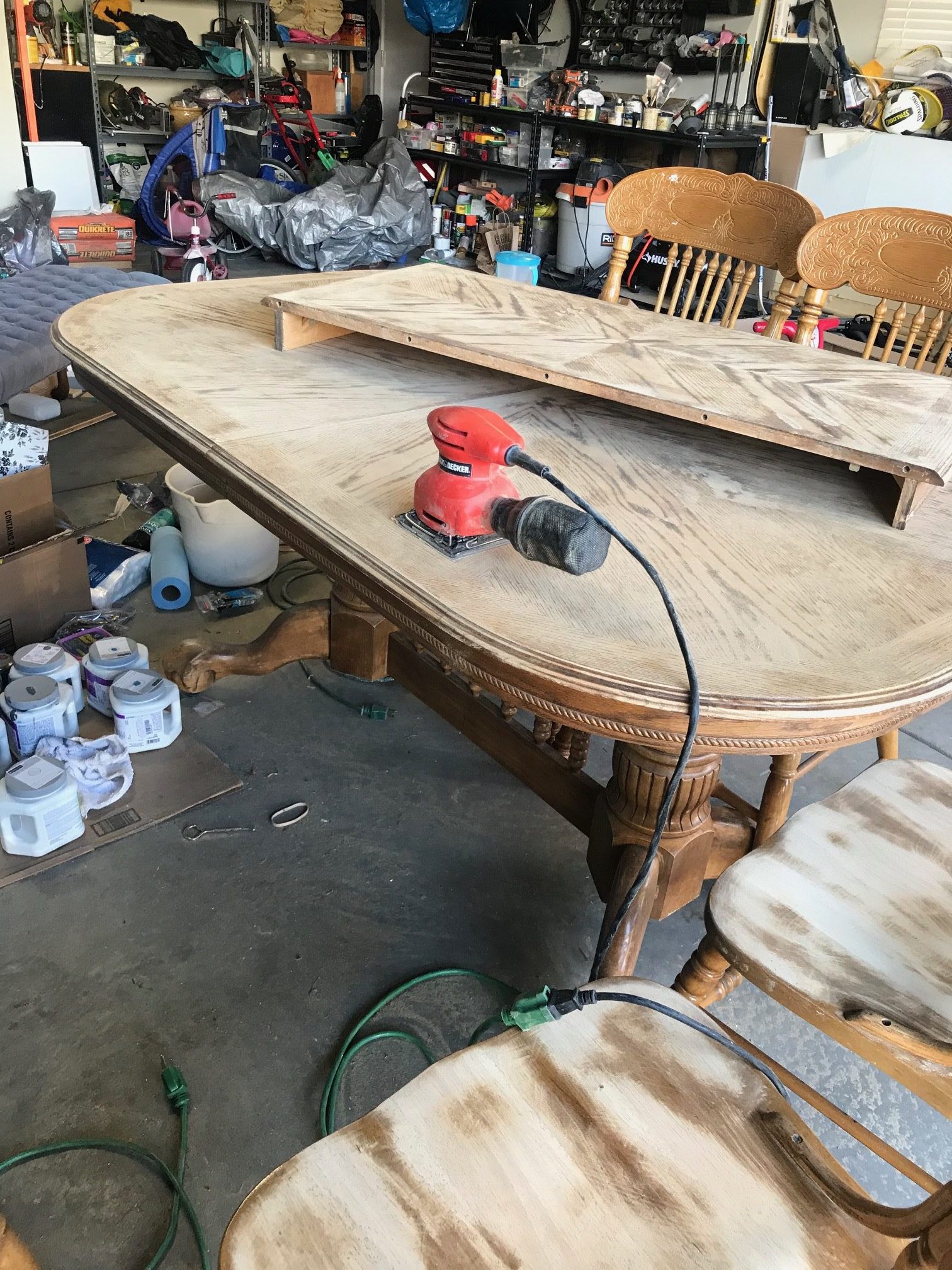 Sanded down Wood Oak Table set