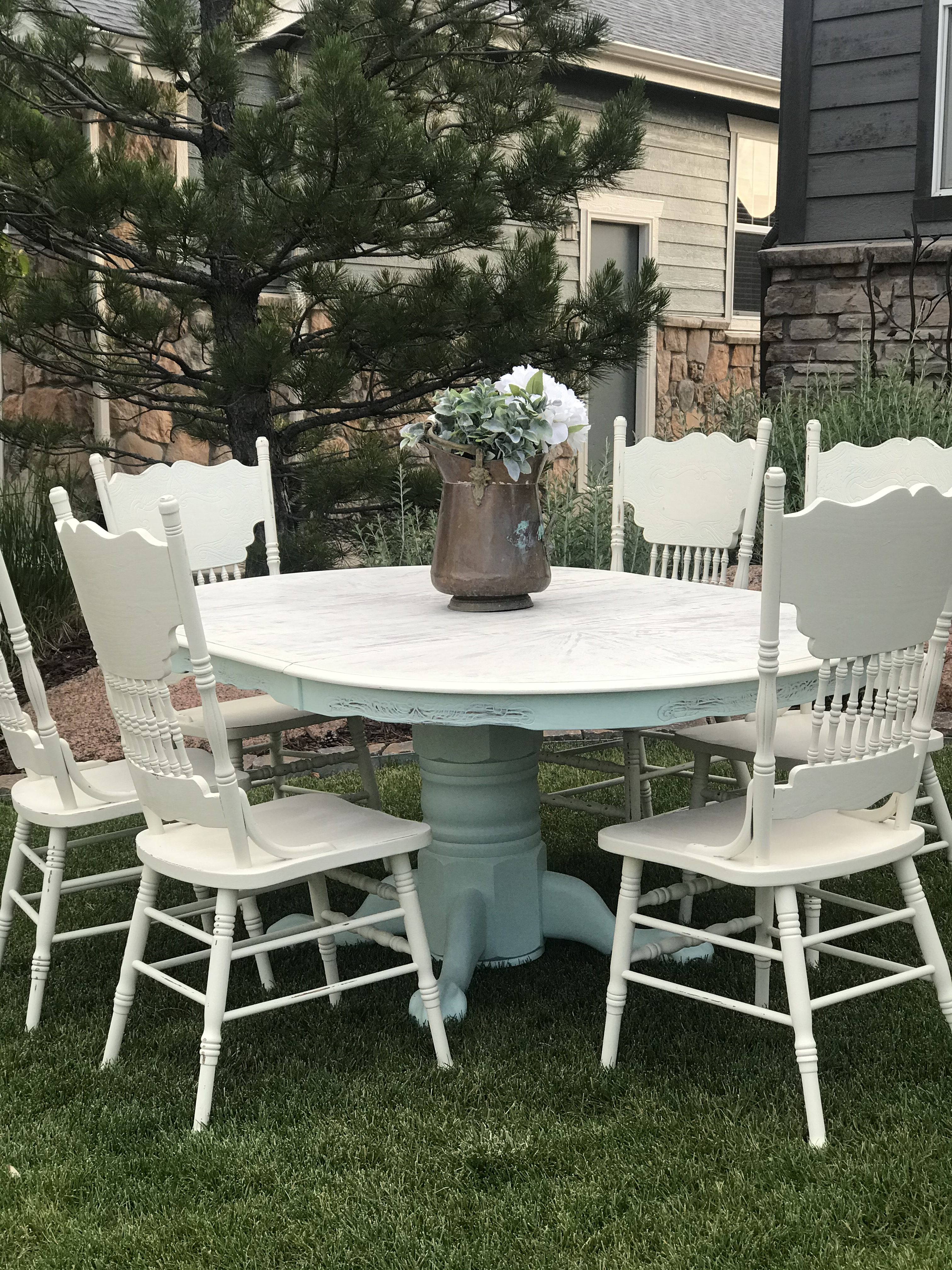 Pressed Back Chairs Oak Table Makeover diving room set